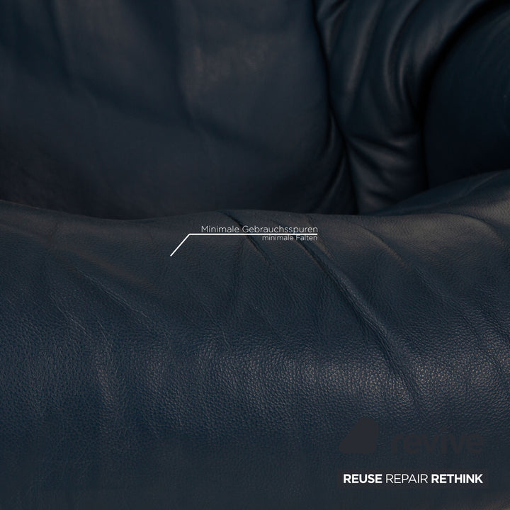 Stressless Reno Leder Sessel Blau Größe S inkl. Hocker Funktion