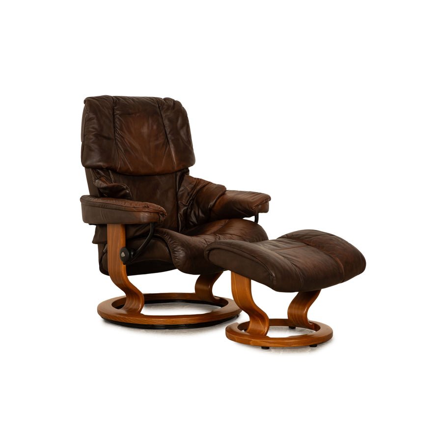 Stressless Reno leather armchair brown incl. stool size M