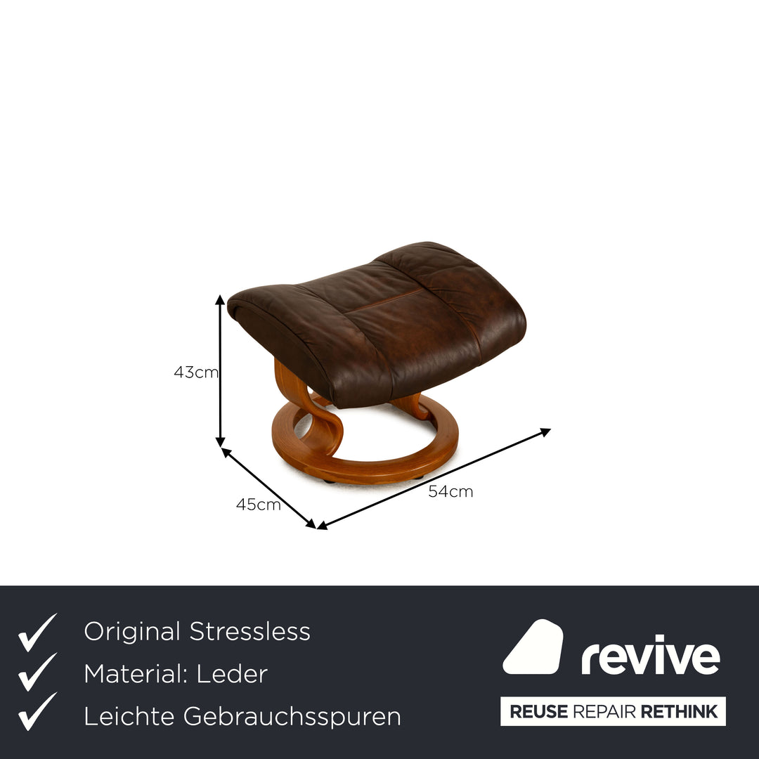 Stressless Reno Leder Sessel Braun inkl. Hocker Größe M