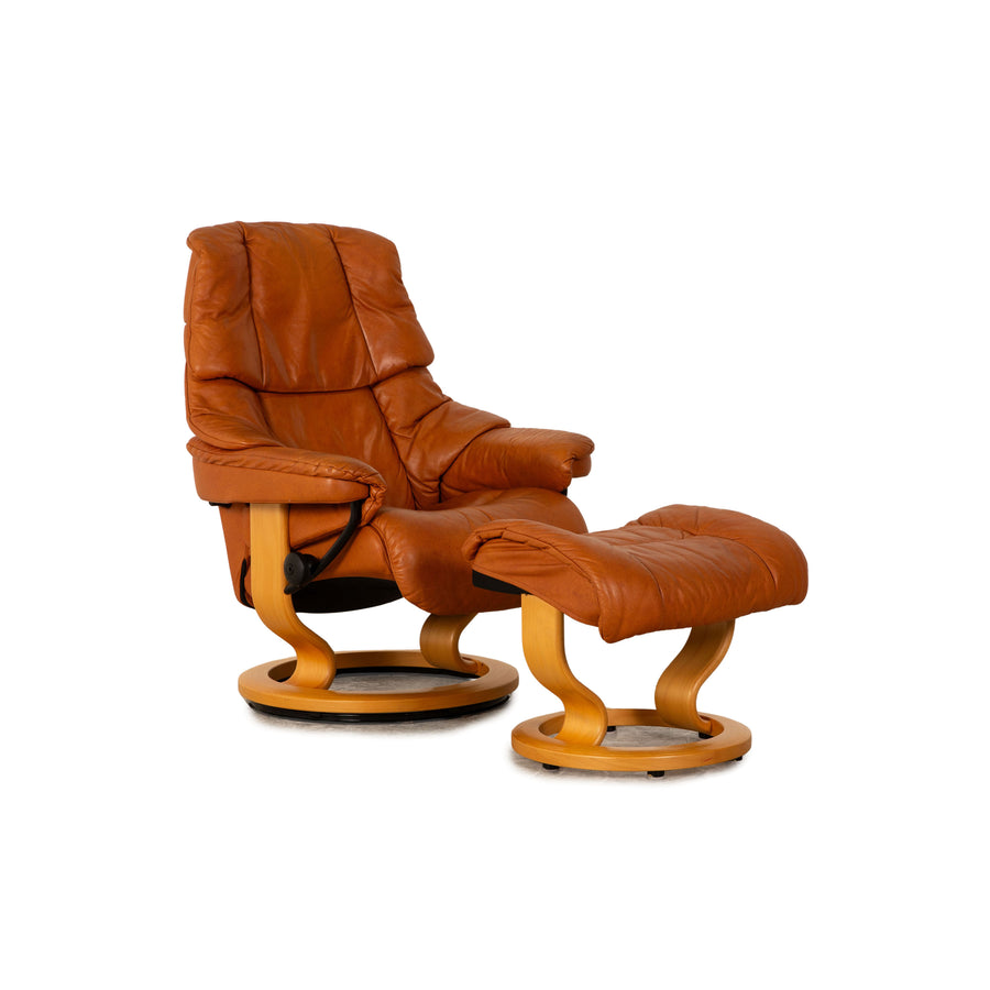Stressless Reno leather armchair brown incl. stool
