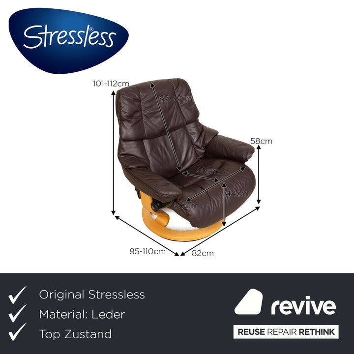 Stressless Reno Leder Sessel Braun ohne Hocker Größe L