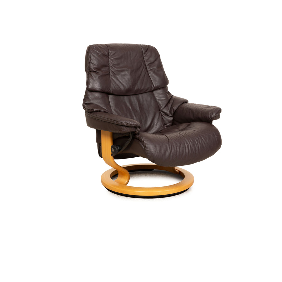 Stressless Reno leather armchair brown without footstool size L