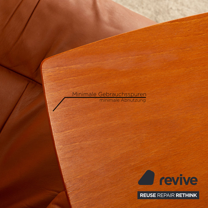 Stressless Reno Leder Sessel Cognac Größe S inkl. Hocker manuelle Relaxfunktion Relaxsessel Beistelltisch