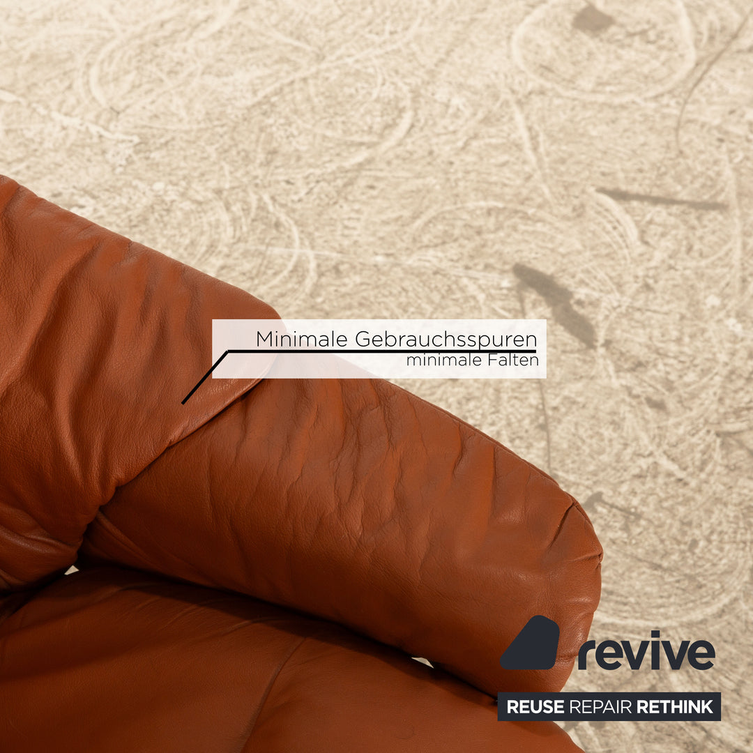 Stressless Reno Leder Sessel Cognac Größe S inkl. Hocker manuelle Relaxfunktion Relaxsessel Beistelltisch