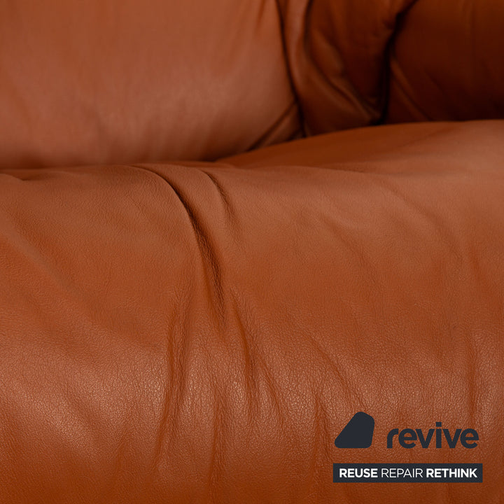 Stressless Reno Leder Sessel Cognac Größe S inkl. Hocker manuelle Relaxfunktion Relaxsessel Beistelltisch