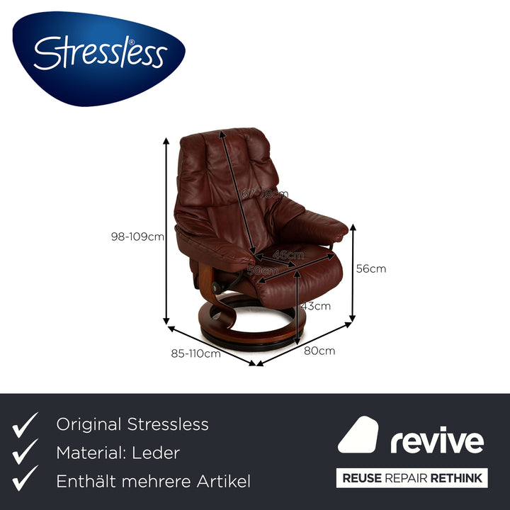 Stressless Reno leather armchair set brown 2x armchairs incl. stool
