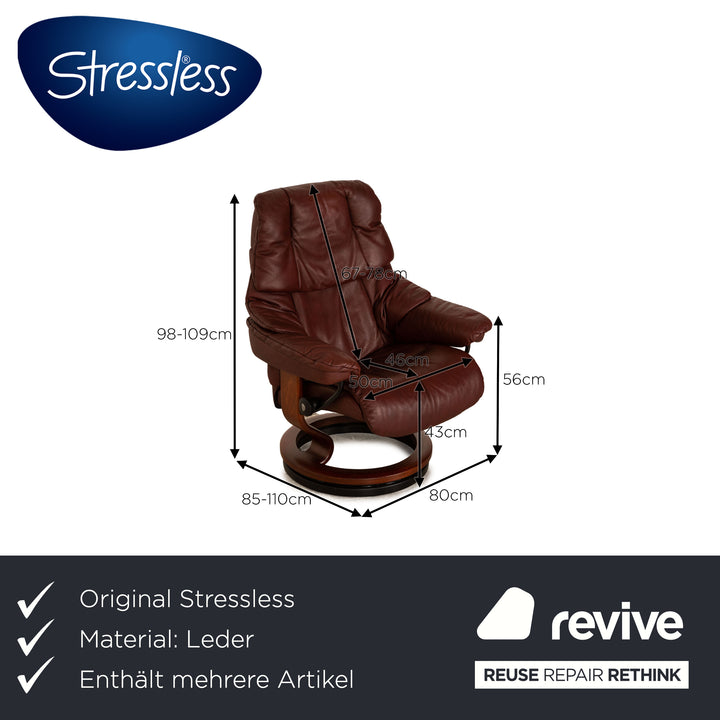 Stressless Reno Leder Sessel Garnitur Braun 2x Sessel inkl. Hocker