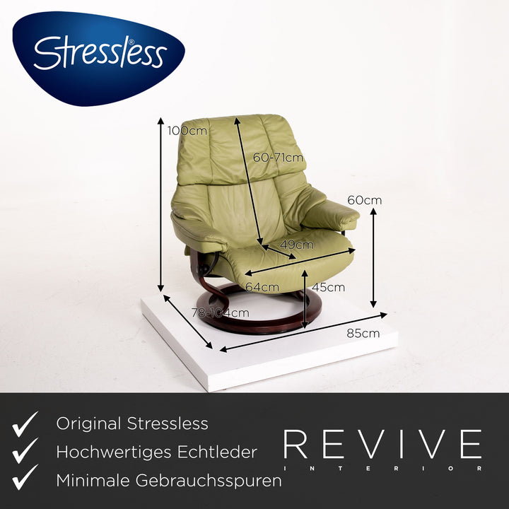 Stressless Reno Leder Sessel Grün Pistaziengrün Relaxfunktion Relaxsessel Funktion #14148