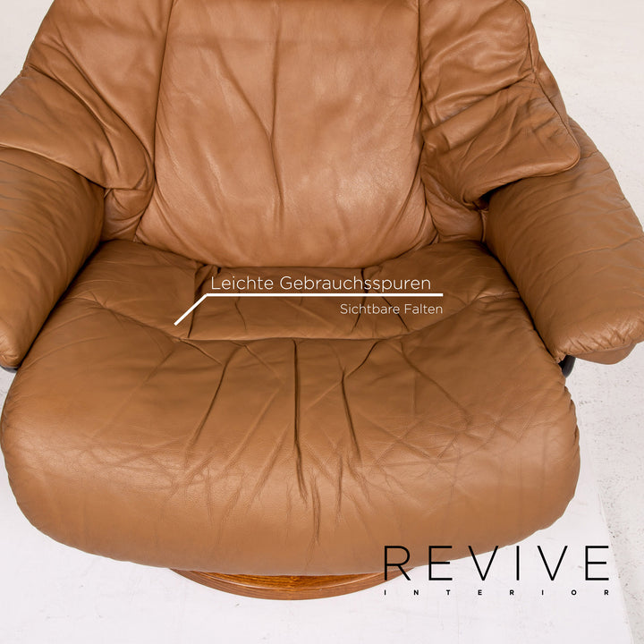 Stressless Reno Leder Sessel inkl. Hocker Braun Funktion Relaxfunktion Relaxsessel #14789