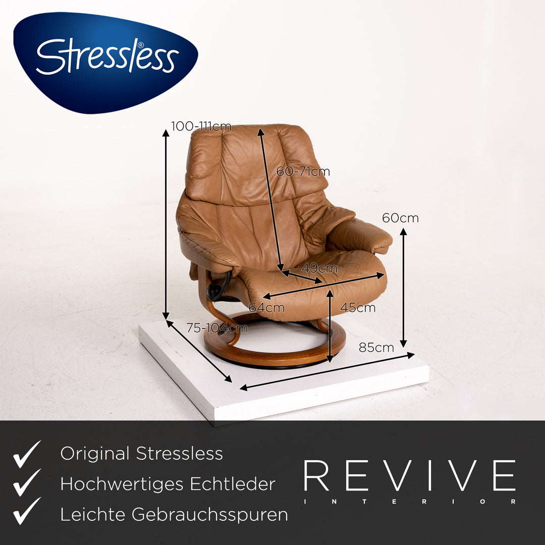 Stressless Reno Leder Sessel inkl. Hocker Braun Funktion Relaxfunktion Relaxsessel #14789