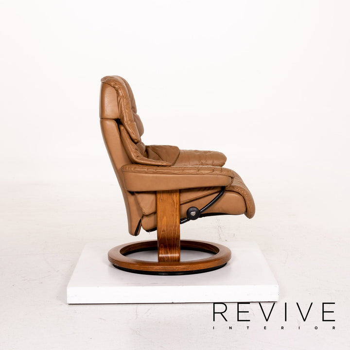 Stressless Reno Leder Sessel inkl. Hocker Braun Funktion Relaxfunktion Relaxsessel #14789