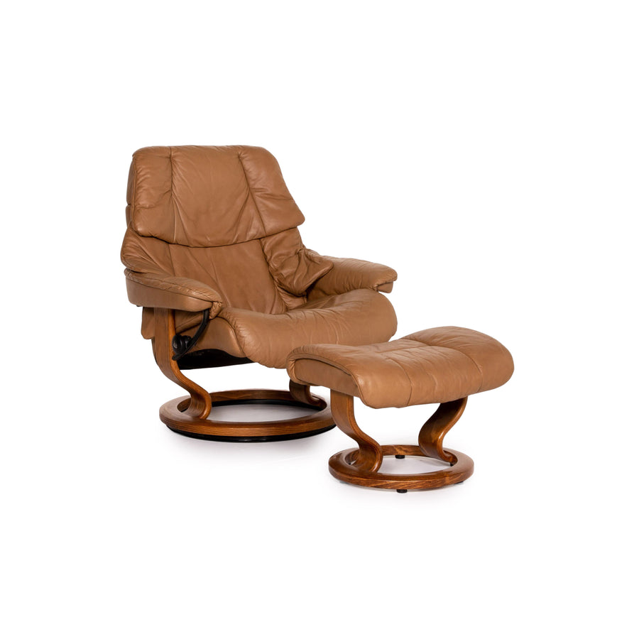 Stressless Reno Leder Sessel inkl. Hocker Braun Funktion Relaxfunktion Relaxsessel #14789