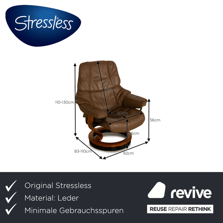 Stressless Reno Leder Sessel inkl. Hocker Braun Größe M manuelle Funktion