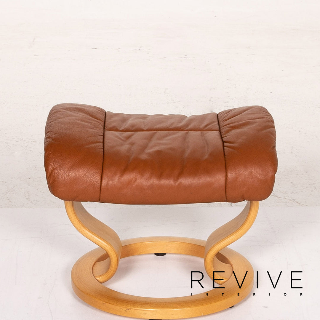 Stressless Reno Leder Sessel inkl. Hocker Cognac Braun Relaxfunktion Funktion Relaxsessel #14820