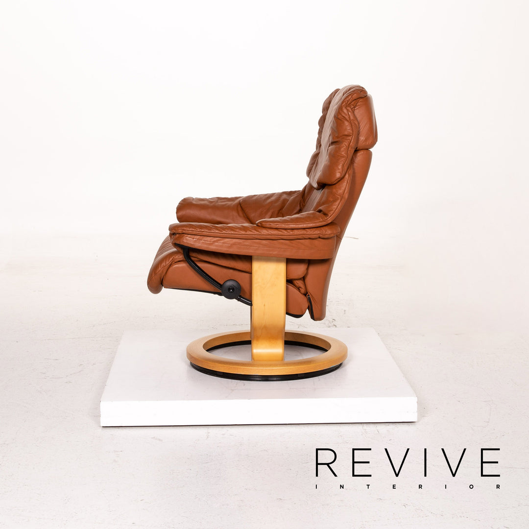 Stressless Reno Leder Sessel inkl. Hocker Cognac Braun Relaxfunktion Funktion Relaxsessel #14820