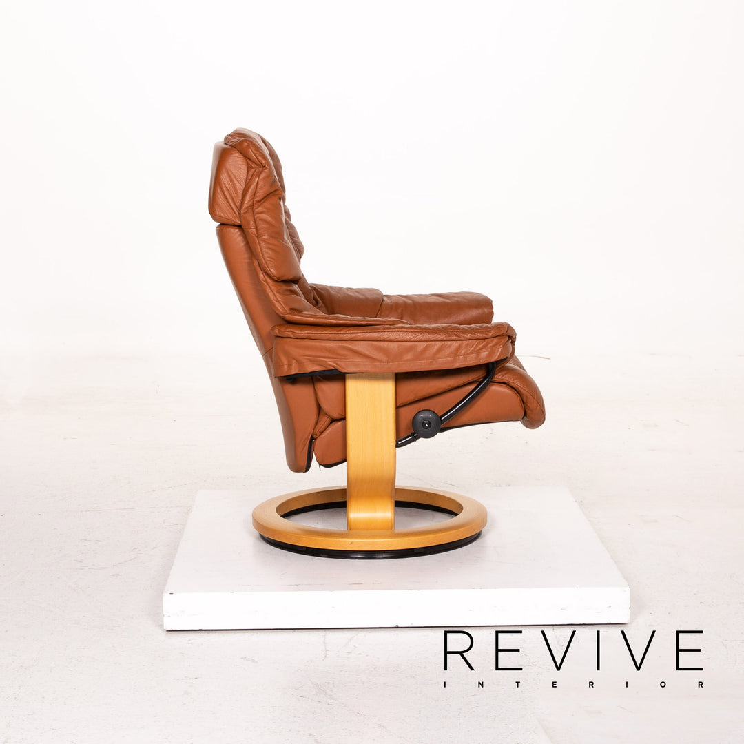 Stressless Reno Leder Sessel inkl. Hocker Cognac Braun Relaxfunktion Funktion Relaxsessel #14820