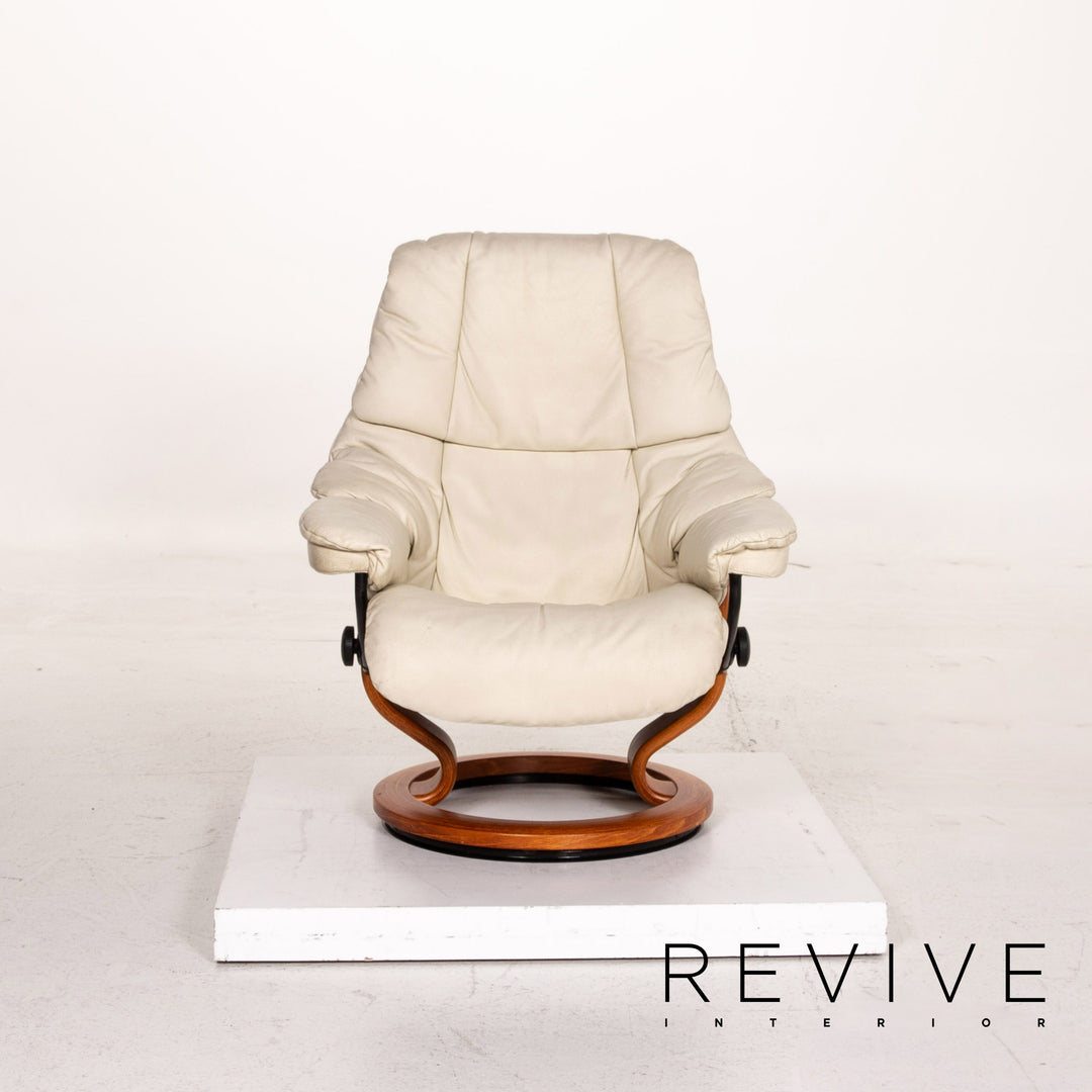 Stressless Reno Leder Sessel inkl. Hocker Creme Funktion Relaxfunktion Relaxsessel #15343