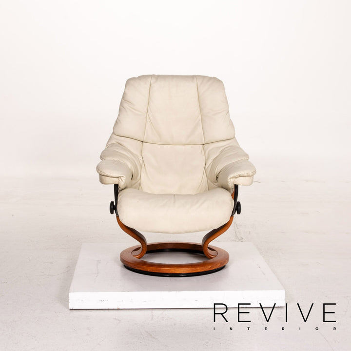 Stressless Reno Leder Sessel inkl. Hocker Creme Funktion Relaxfunktion Relaxsessel #15343