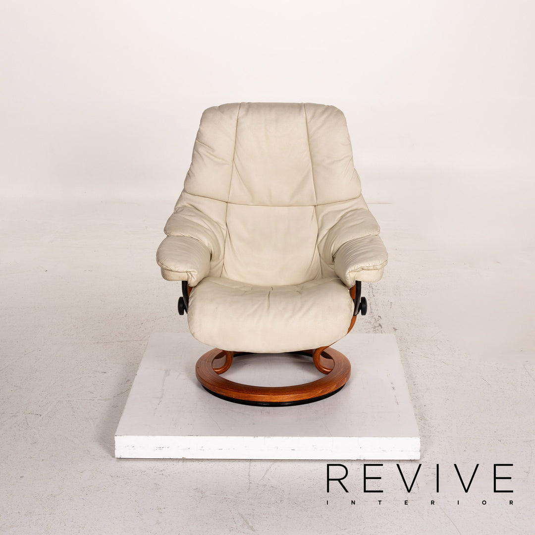 Stressless Reno Leder Sessel inkl. Hocker Creme Funktion Relaxfunktion Relaxsessel #15343