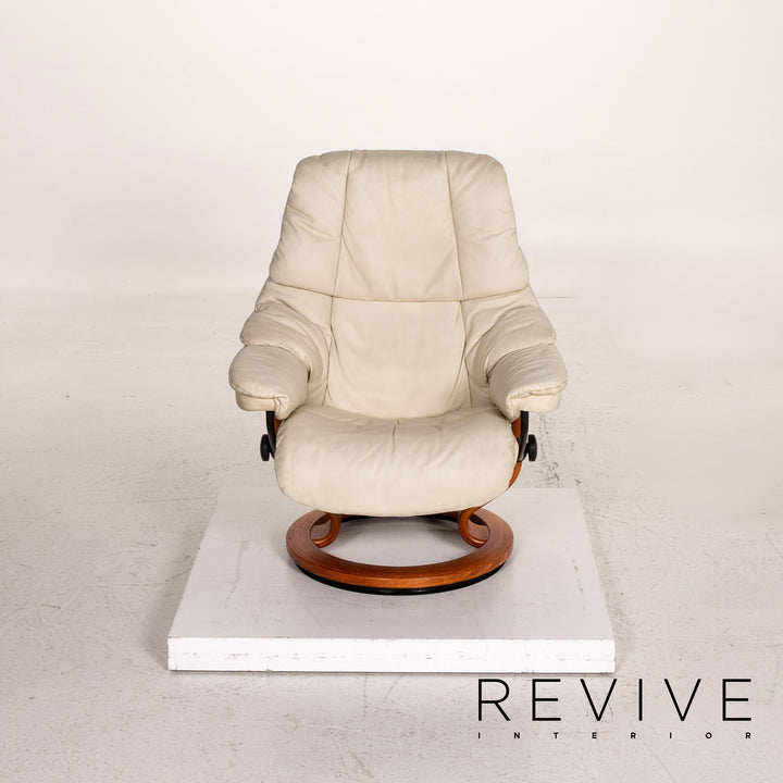 Stressless Reno Leder Sessel inkl. Hocker Creme Funktion Relaxfunktion Relaxsessel #15343