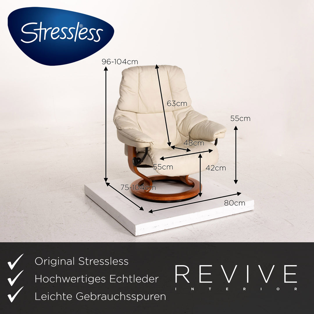 Stressless Reno Leder Sessel inkl. Hocker Creme Funktion Relaxfunktion Relaxsessel #15343