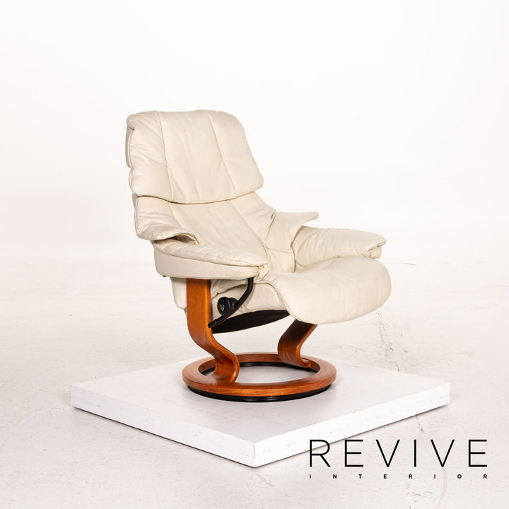 Stressless Reno Leder Sessel inkl. Hocker Creme Funktion Relaxfunktion Relaxsessel #15343