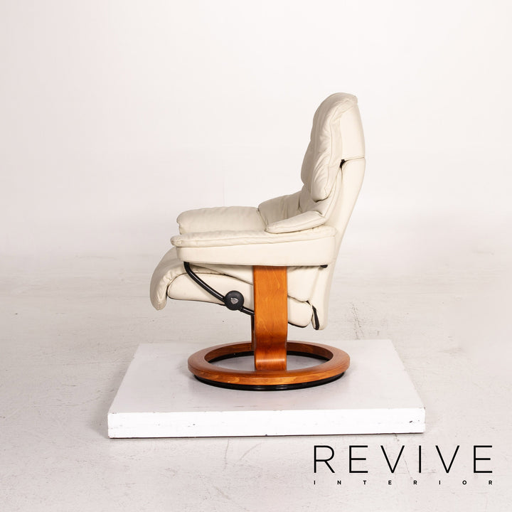Stressless Reno Leder Sessel inkl. Hocker Creme Funktion Relaxfunktion Relaxsessel #15343