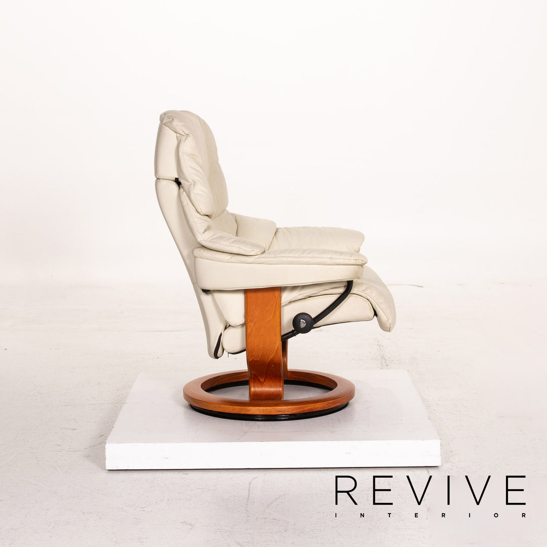 Stressless Reno Leder Sessel inkl. Hocker Creme Funktion Relaxfunktion Relaxsessel #15343