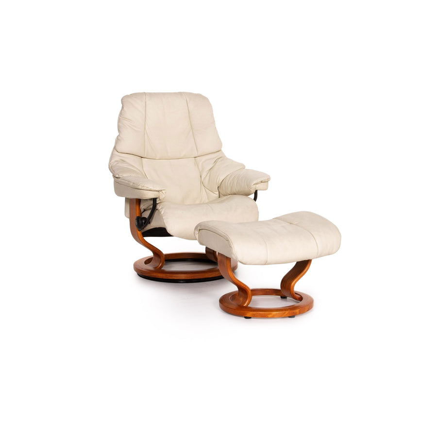 Stressless Reno Leder Sessel inkl. Hocker Creme Funktion Relaxfunktion Relaxsessel #15343