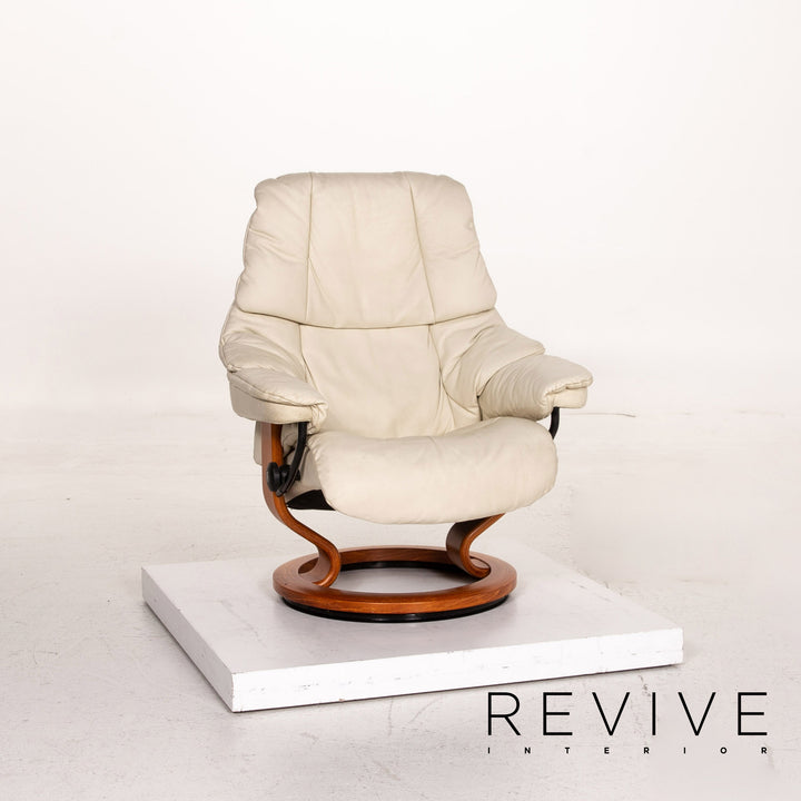 Stressless Reno Leder Sessel inkl. Hocker Creme Funktion Relaxfunktion Relaxsessel #15343