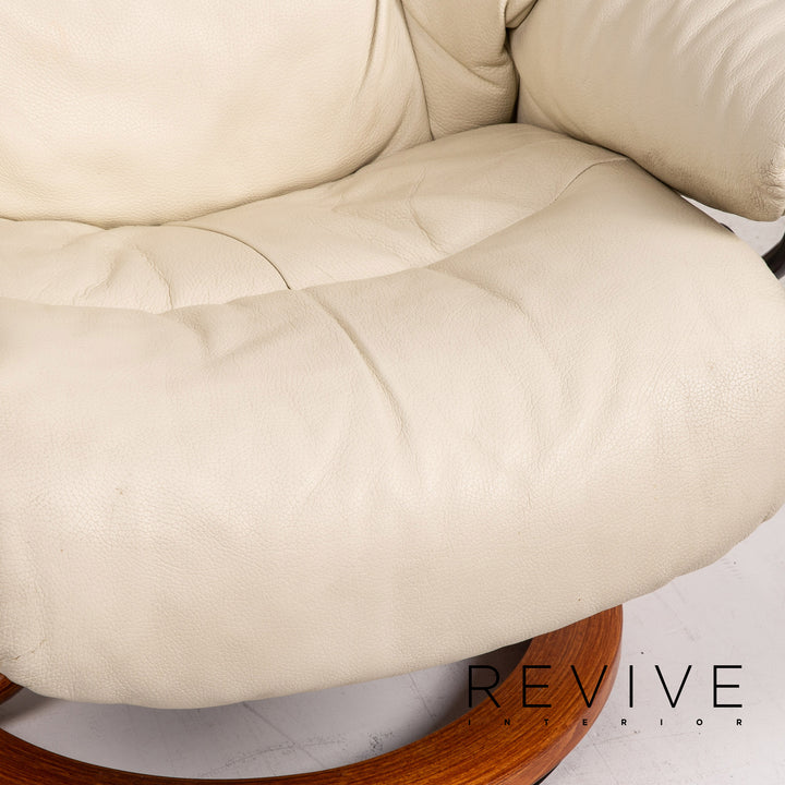 Stressless Reno Leder Sessel inkl. Hocker Creme Funktion Relaxfunktion Relaxsessel #15343