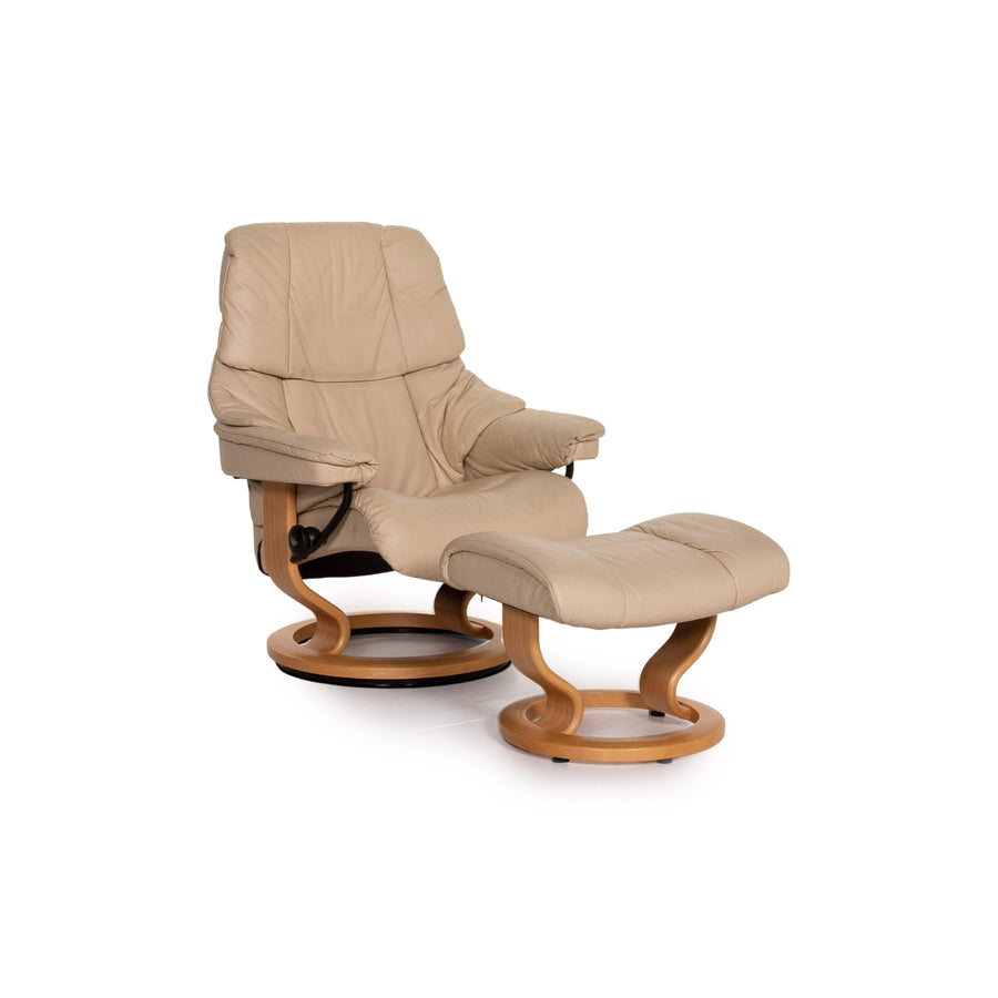 Stressless Reno Leder Sessel inkl. Hocker Creme Relaxfunktion Funktion Relaxsessel #15336