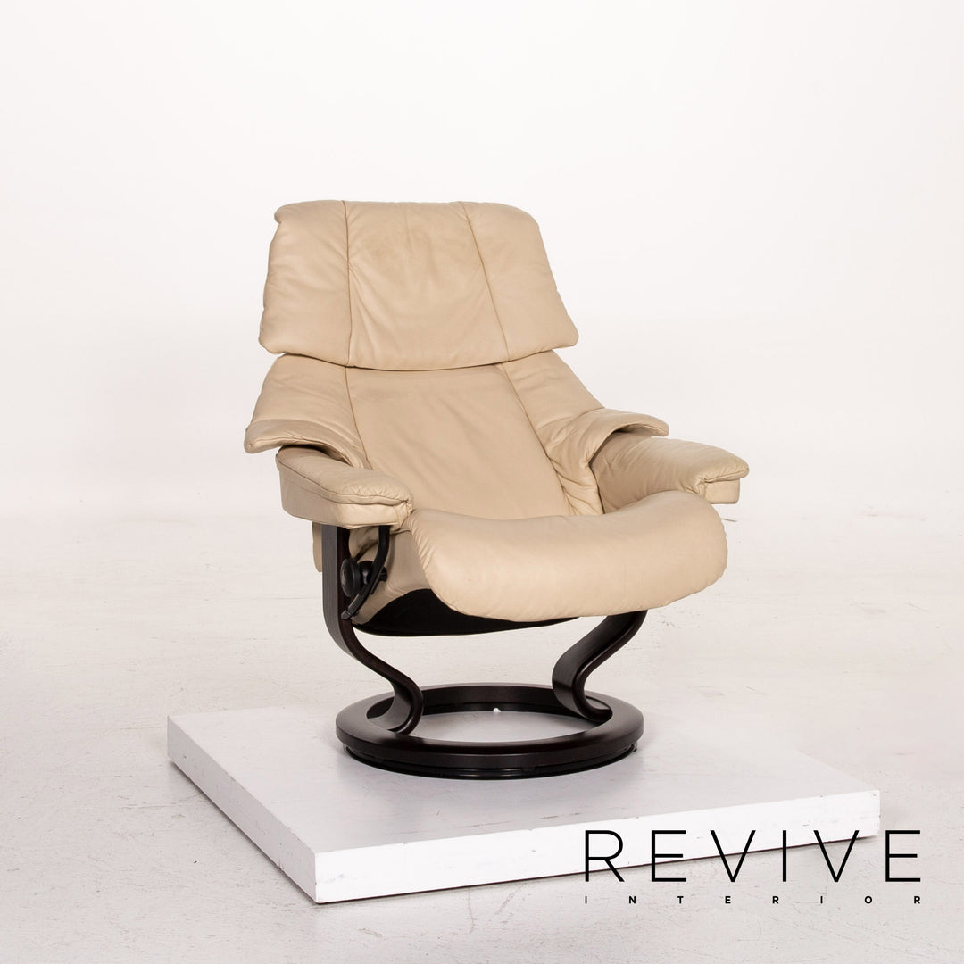 Stressless Reno Leder Sessel inkl. Hocker Creme Relaxsessel Funktion Relaxfunktion