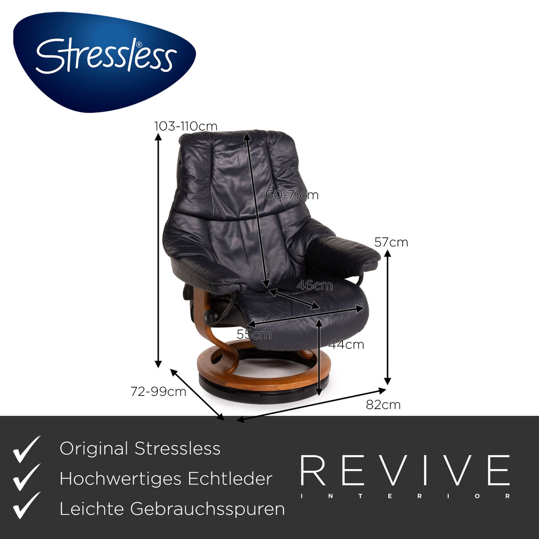 Stressless Reno leather armchair incl. stool Dark Blue Blue relax function function relax armchair