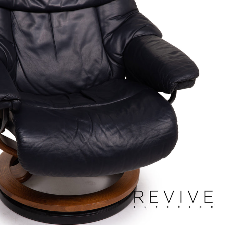 Stressless Reno Leder Sessel inkl. Hocker Dunkelblau Blau Relaxfunktion Funktion Relaxsessel