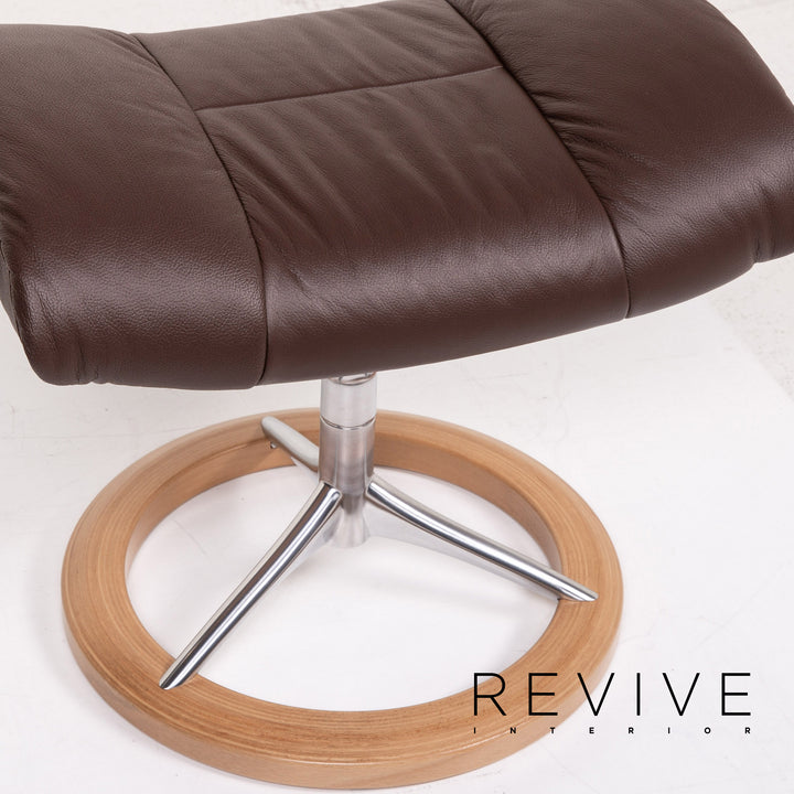 Stressless Reno Leder Sessel inkl. Hocker Dunkelbraun Braun Relaxfunktion Funktion Relaxsessel #14591