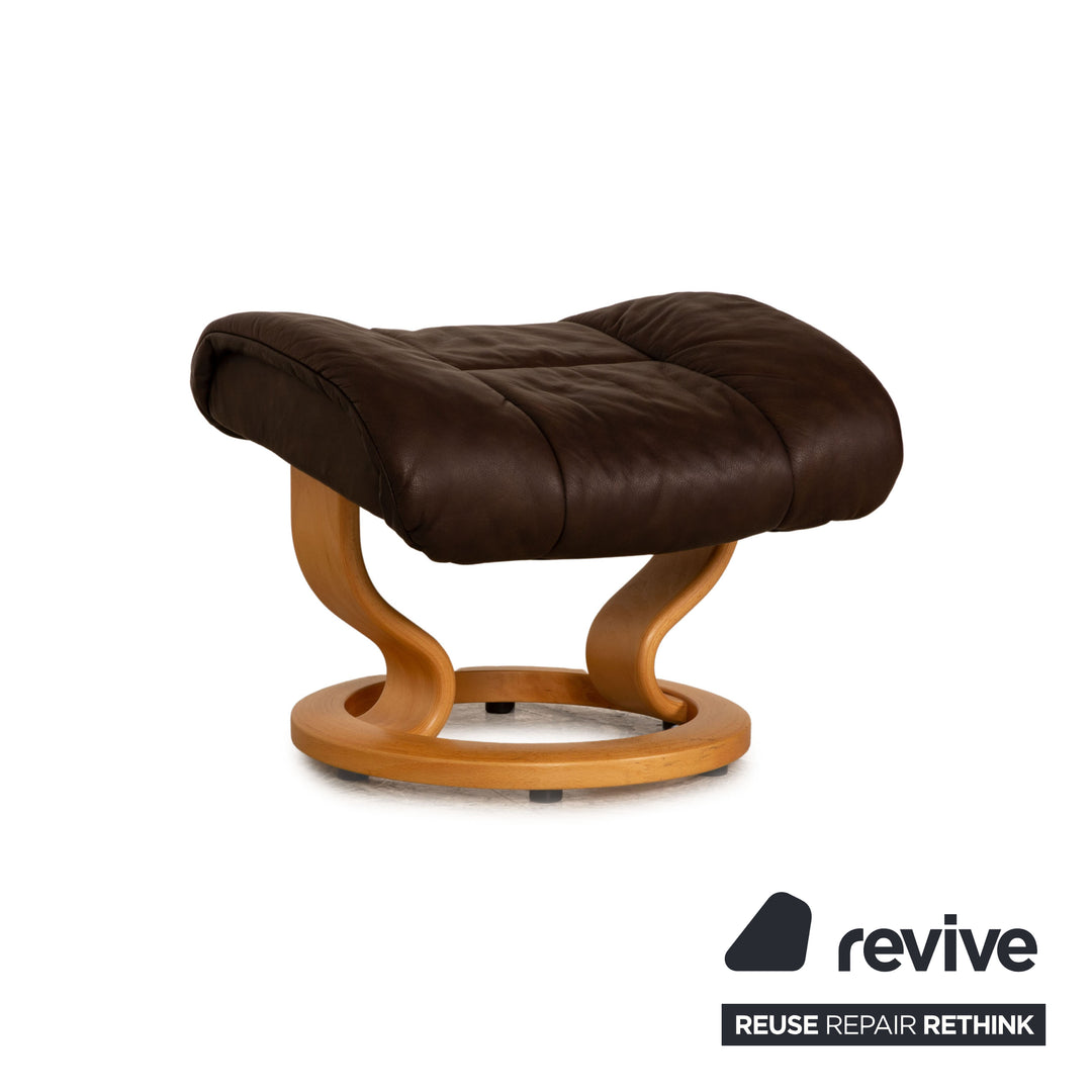 Stressless Reno Leder Sessel inkl. Hocker Braun Größe M Relaxsessel manuelle Relaxfunktion