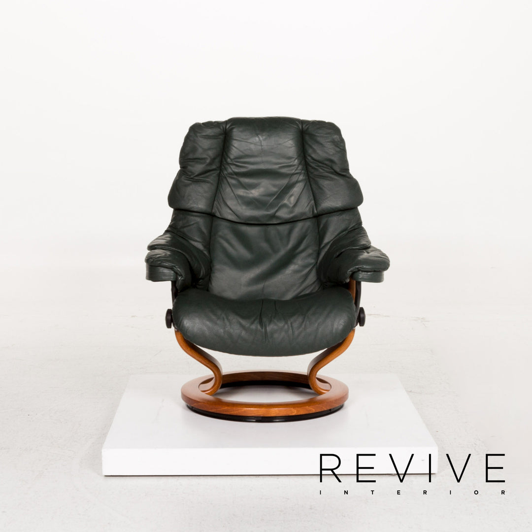 Stressless Reno Leder Sessel inkl. Hocker Grün Dunkelgrün Relaxsessel Relaxfunktion Funktion #13576