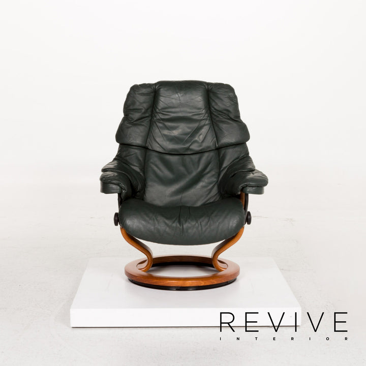 Stressless Reno Leder Sessel inkl. Hocker Grün Dunkelgrün Relaxsessel Relaxfunktion Funktion #13576