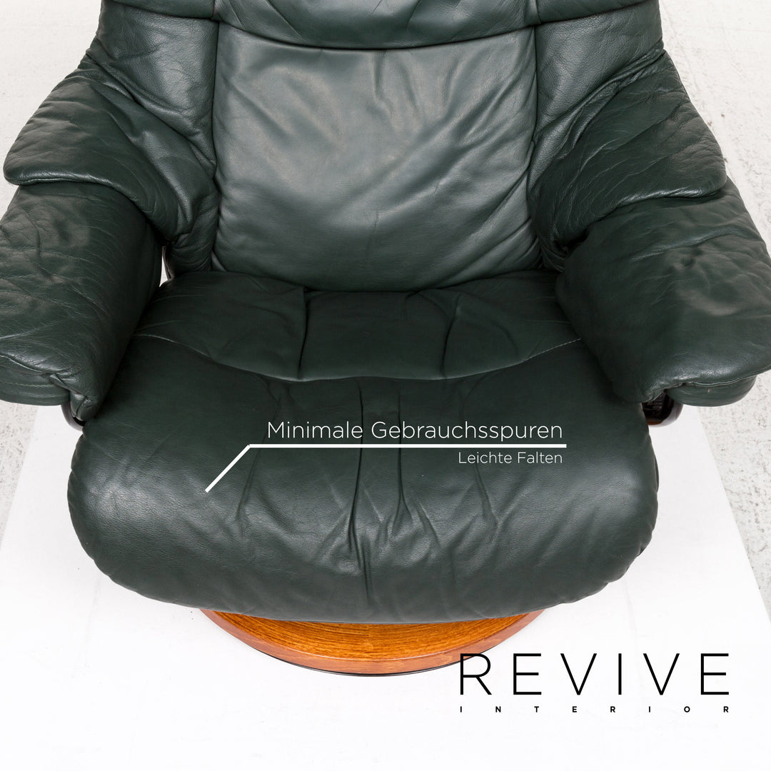 Stressless Reno Leder Sessel inkl. Hocker Grün Dunkelgrün Relaxsessel Relaxfunktion Funktion #13576