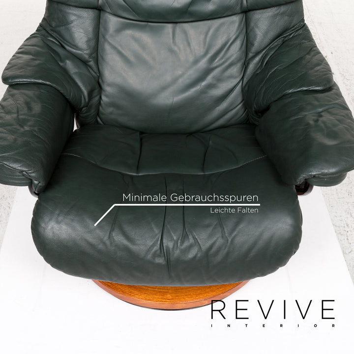 Stressless Reno Leder Sessel inkl. Hocker Grün Dunkelgrün Relaxsessel Relaxfunktion Funktion #13576