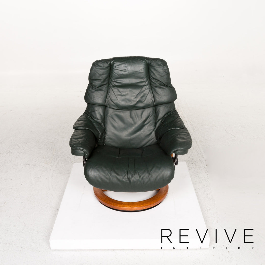 Stressless Reno Leder Sessel inkl. Hocker Grün Dunkelgrün Relaxsessel Relaxfunktion Funktion #13576