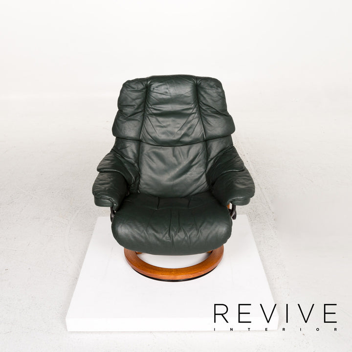 Stressless Reno Leder Sessel inkl. Hocker Grün Dunkelgrün Relaxsessel Relaxfunktion Funktion #13576