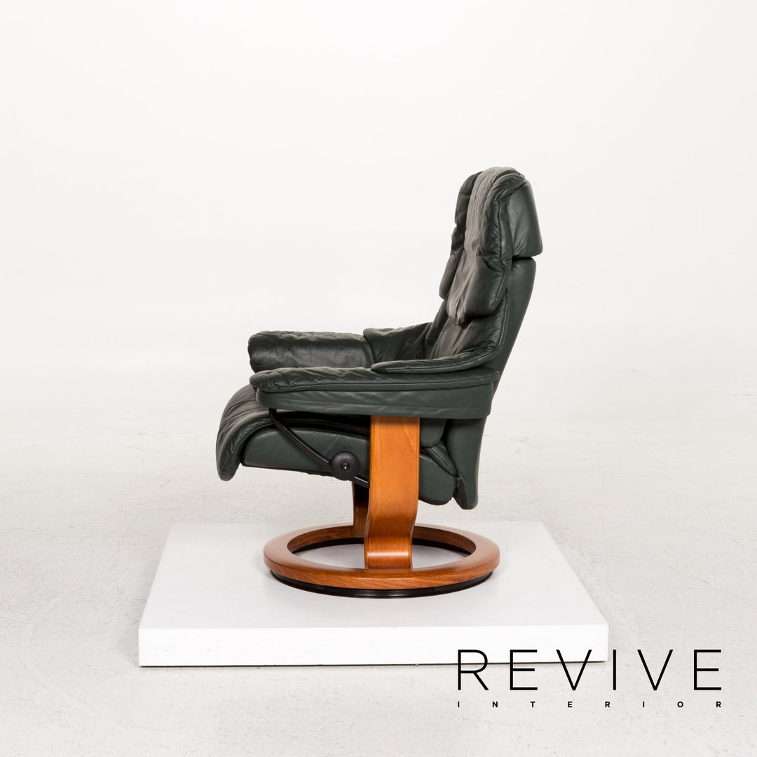 Stressless Reno Leder Sessel inkl. Hocker Grün Dunkelgrün Relaxsessel Relaxfunktion Funktion #13576
