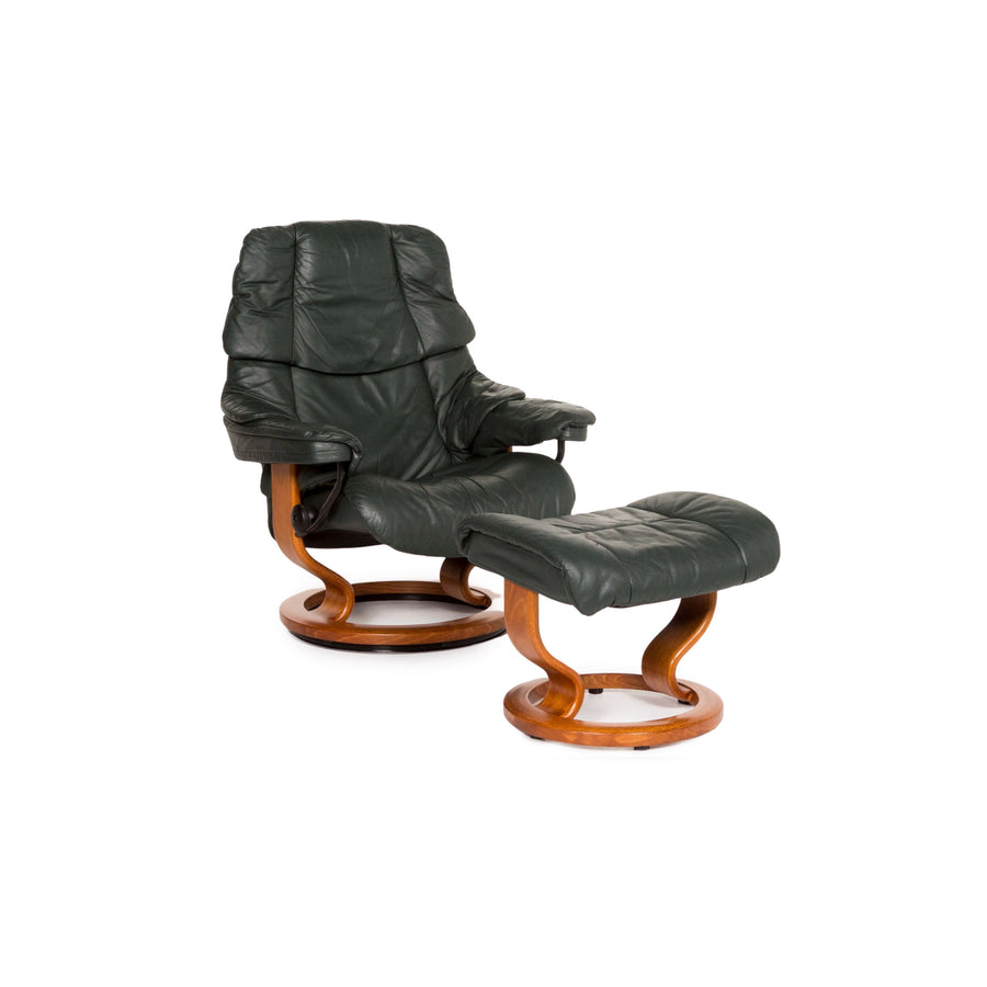 Stressless Reno Leder Sessel inkl. Hocker Grün Dunkelgrün Relaxsessel Relaxfunktion Funktion #13576