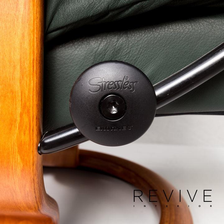 Stressless Reno Leder Sessel inkl. Hocker Grün Dunkelgrün Relaxsessel Relaxfunktion Funktion #13576