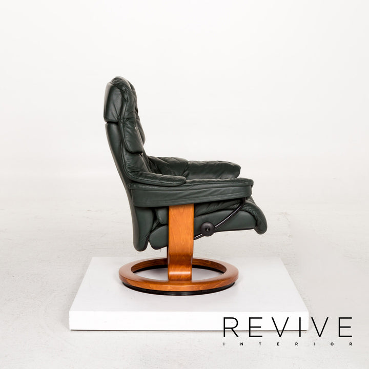 Stressless Reno Leder Sessel inkl. Hocker Grün Dunkelgrün Relaxsessel Relaxfunktion Funktion #13576