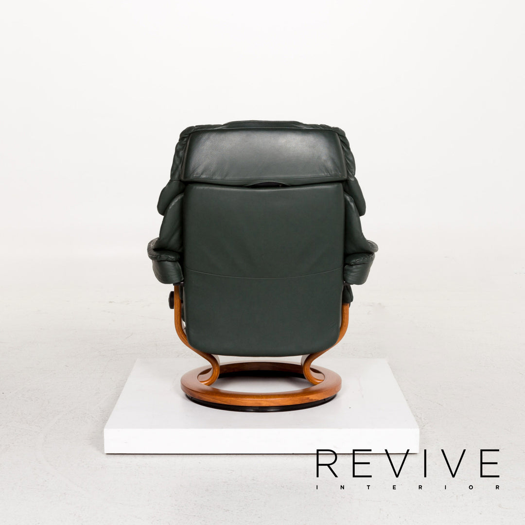 Stressless Reno Leder Sessel inkl. Hocker Grün Dunkelgrün Relaxsessel Relaxfunktion Funktion #13576