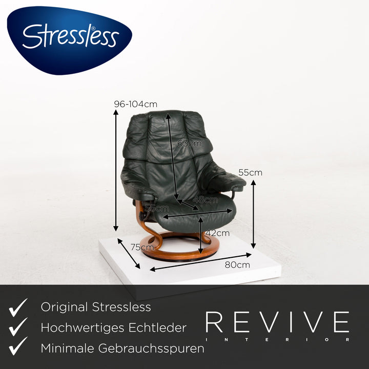 Stressless Reno Leder Sessel inkl. Hocker Grün Dunkelgrün Relaxsessel Relaxfunktion Funktion #13576