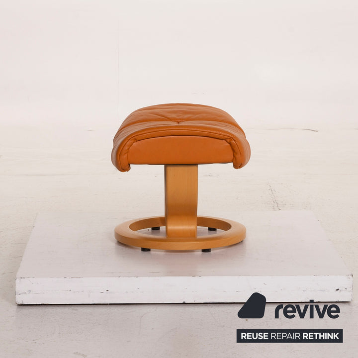 Stressless Reno Leather Lounge Chair Orange Relaxation incl. Stool #15411